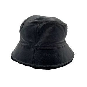 Wilsons Leather Black Bucket Hat Sherpa Faux Fur … - image 1